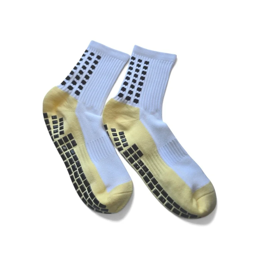 Spreezing Grip Socks Panenka Pro White Yellow Mens 6-11 Non-Slip NWT 4 pairs